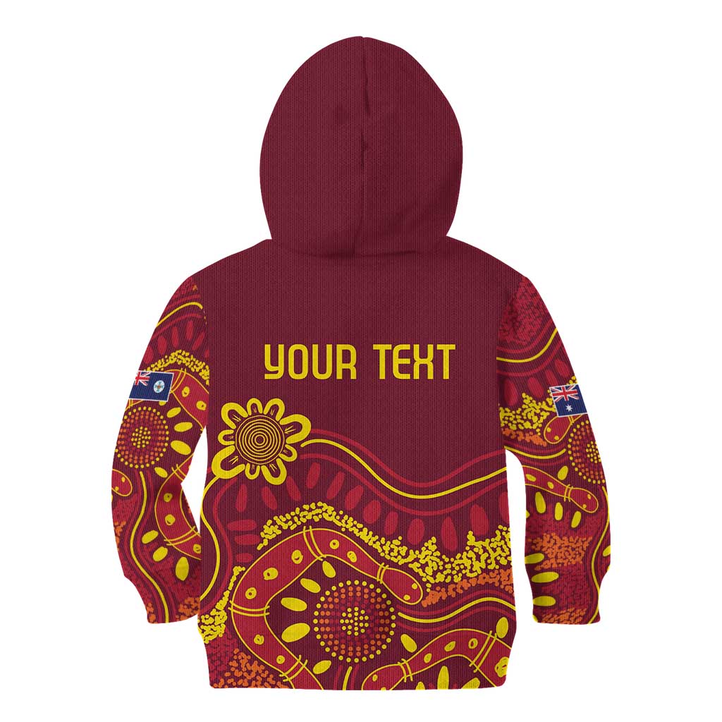 Personalised Australia Queensland Dragons Boat Kid Hoodie Aussie Aboriginal Dot Style