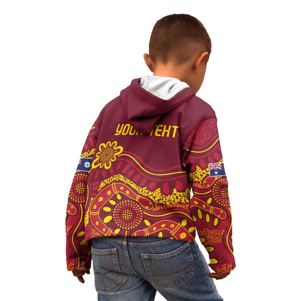 Personalised Australia Queensland Dragons Boat Kid Hoodie Aussie Aboriginal Dot Style