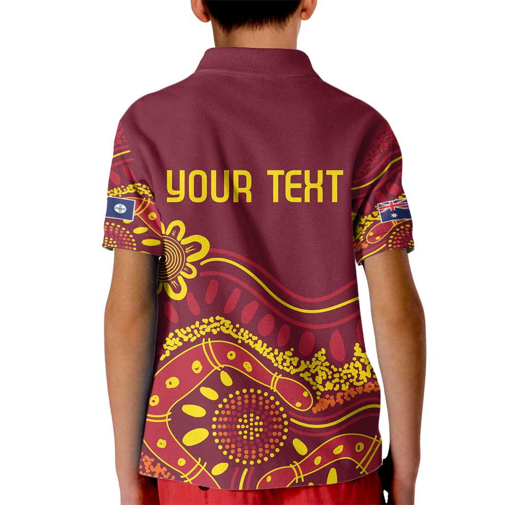 Personalised Australia Queensland Dragons Boat Kid Polo Shirt Aussie Aboriginal Dot Style