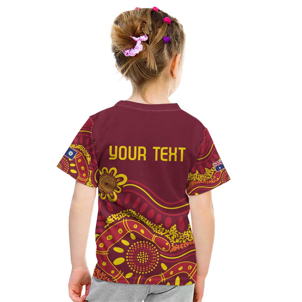 Personalised Australia Queensland Dragons Boat Kid T Shirt Aussie Aboriginal Dot Style