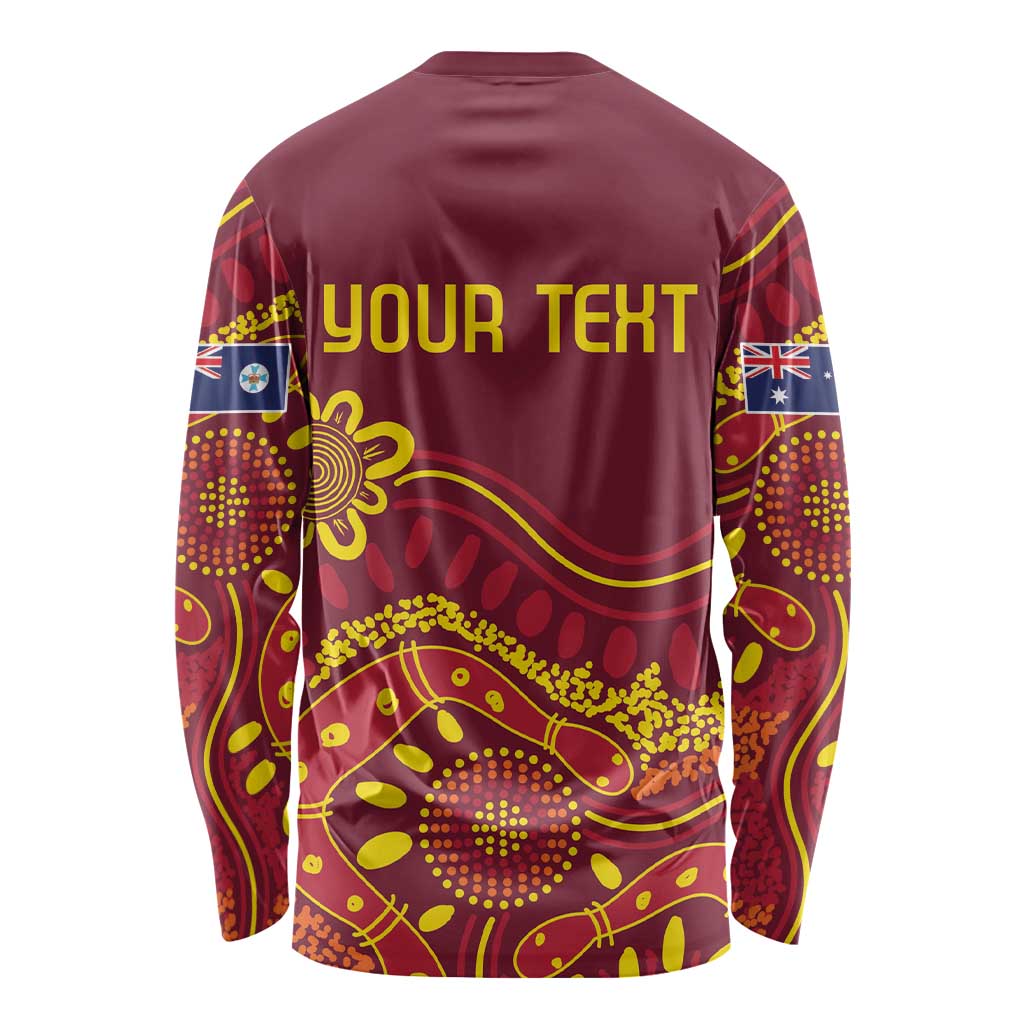 Personalised Australia Queensland Dragons Boat Long Sleeve Shirt Aussie Aboriginal Dot Style