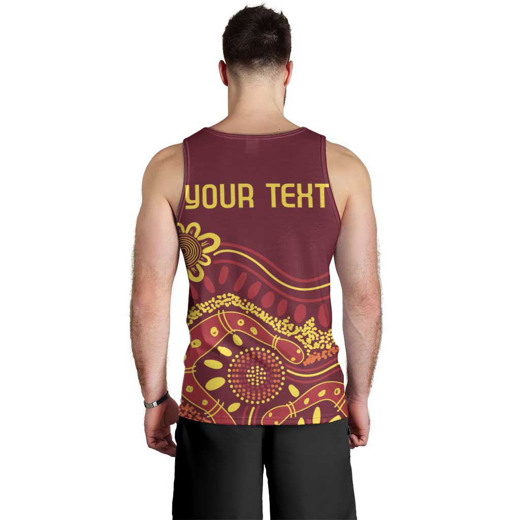 Personalised Australia Queensland Dragons Boat Men Tank Top Aussie Aboriginal Dot Style