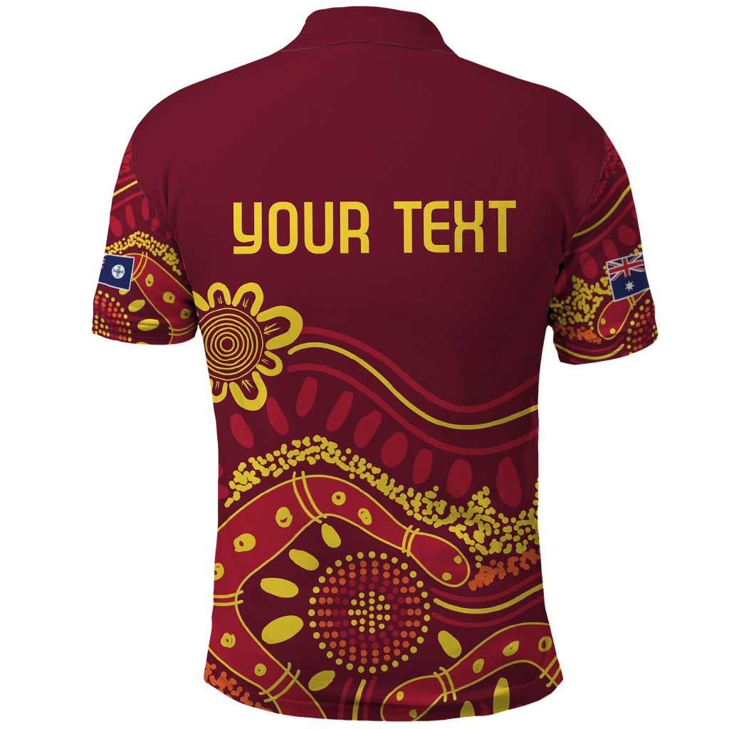 Personalised Australia Queensland Dragons Boat Polo Shirt Aussie Aboriginal Dot Style