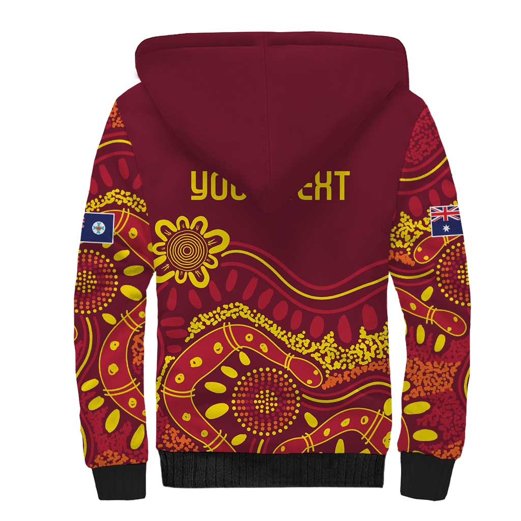 Personalised Australia Queensland Dragons Boat Sherpa Hoodie Aussie Aboriginal Dot Style