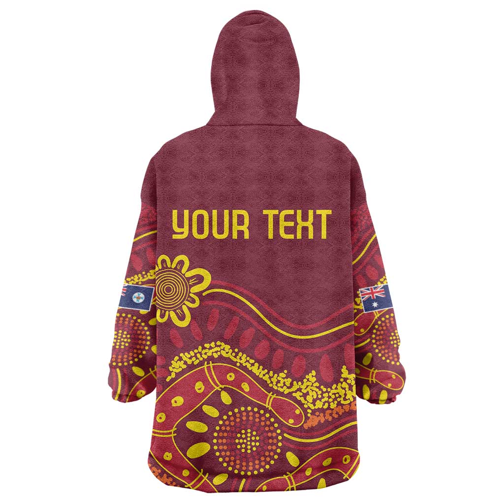 Personalised Australia Queensland Dragons Boat Wearable Blanket Hoodie Aussie Aboriginal Dot Style