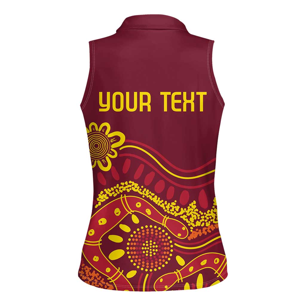 Personalised Australia Queensland Dragons Boat Women Sleeveless Polo Shirt Aussie Aboriginal Dot Style