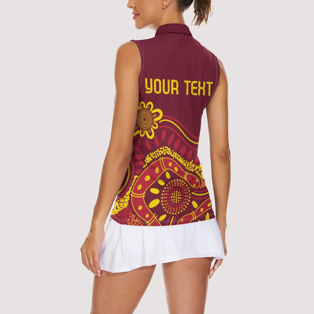 Personalised Australia Queensland Dragons Boat Women Sleeveless Polo Shirt Aussie Aboriginal Dot Style