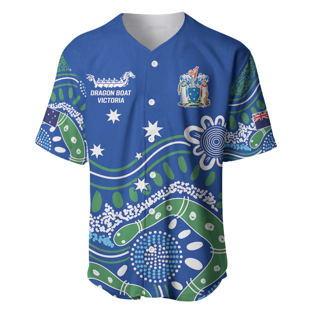 Personalised Australia Victoria Dragons Boat Baseball Jersey Aussie Aboriginal Dot Style