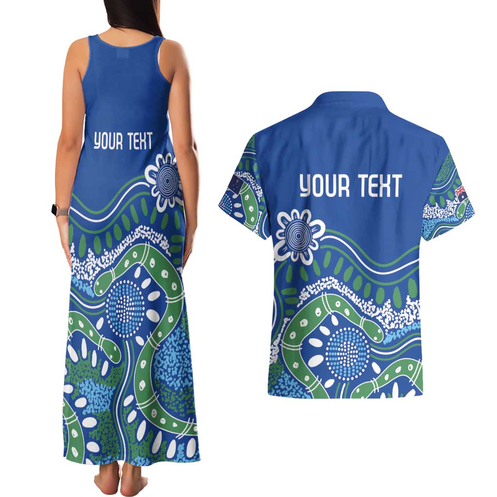 Personalised Australia Victoria Dragons Boat Couples Matching Tank Maxi Dress and Hawaiian Shirt Aussie Aboriginal Dot Style