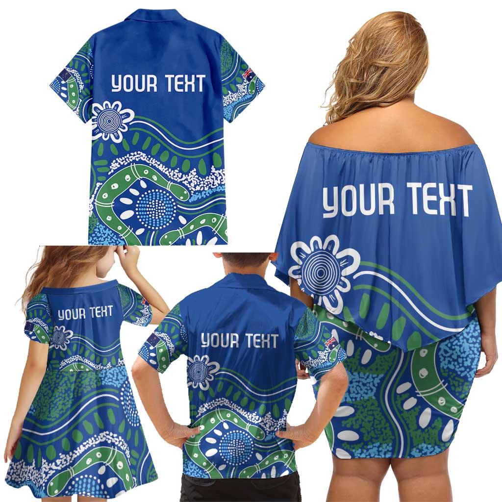 Personalised Australia Victoria Dragons Boat Family Matching Off Shoulder Short Dress and Hawaiian Shirt Aussie Aboriginal Dot Style