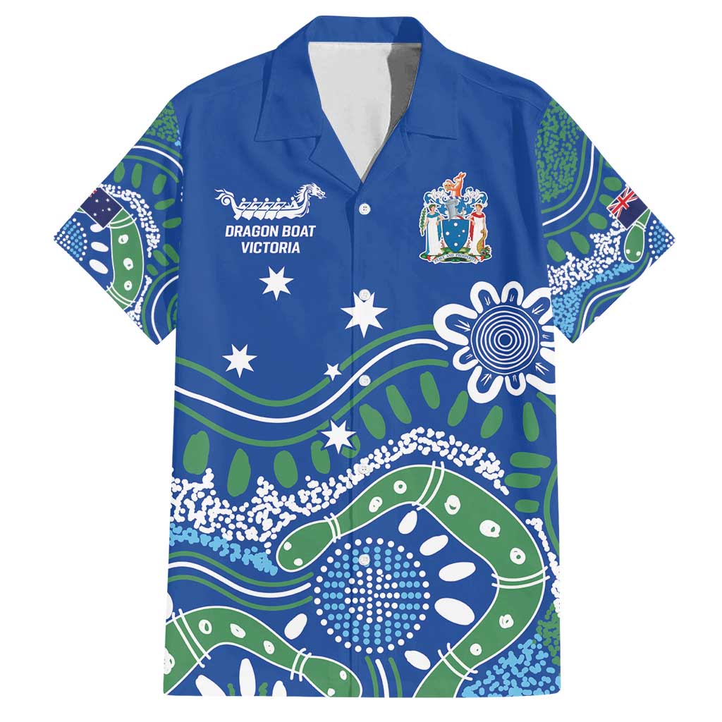 Personalised Australia Victoria Dragons Boat Family Matching Puletasi and Hawaiian Shirt Aussie Aboriginal Dot Style