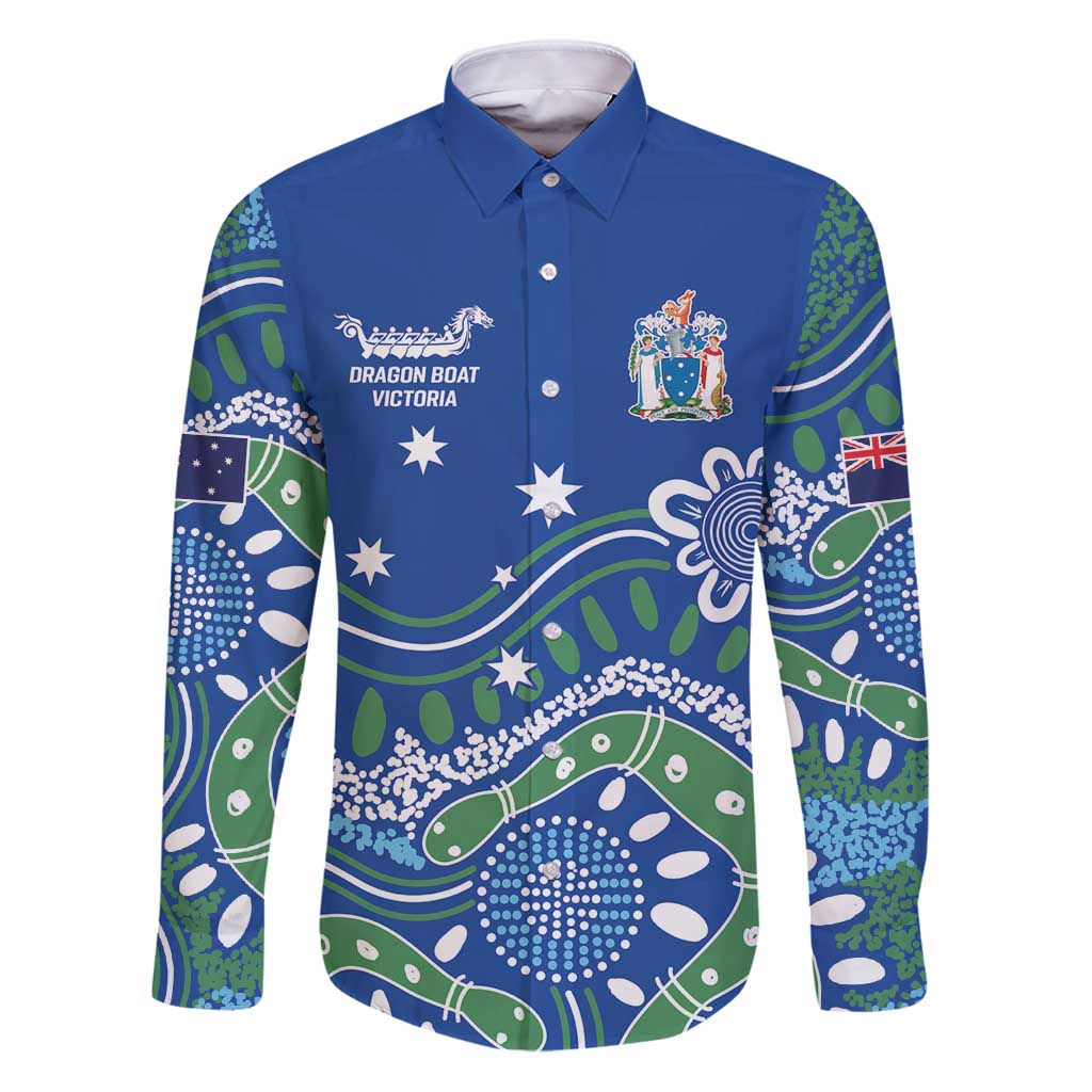 Personalised Australia Victoria Dragons Boat Family Matching Puletasi and Hawaiian Shirt Aussie Aboriginal Dot Style