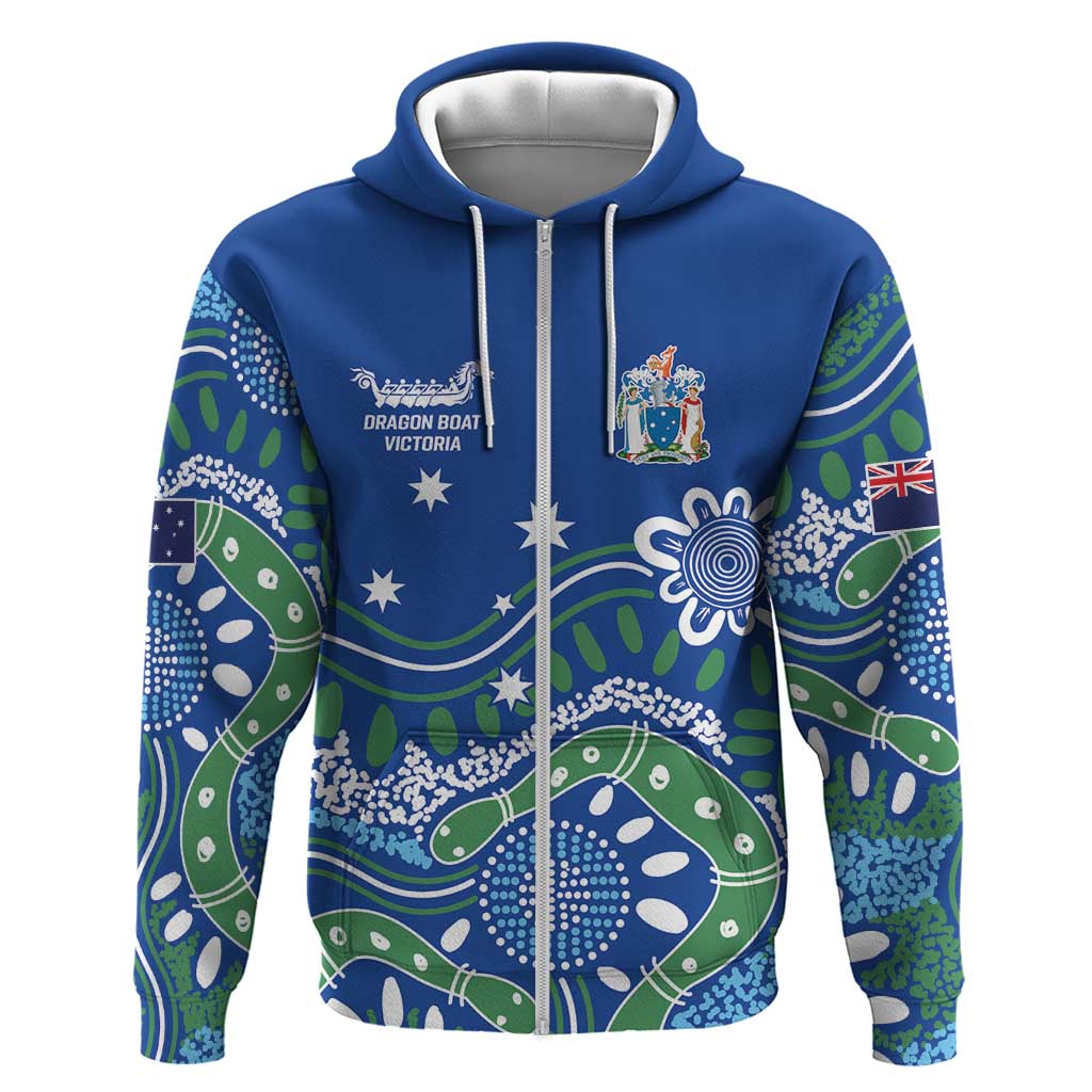 Personalised Australia Victoria Dragons Boat Hoodie Aussie Aboriginal Dot Style