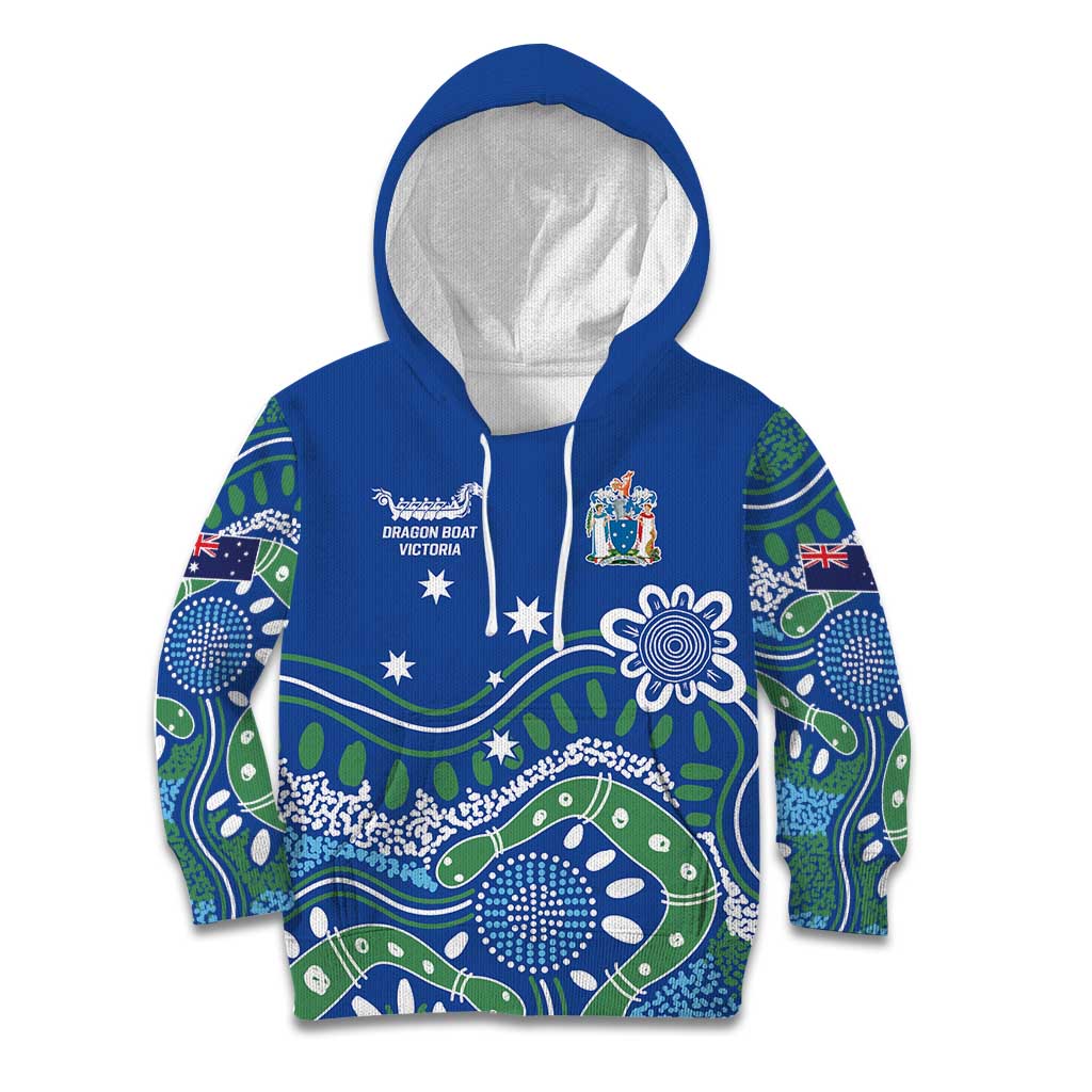 Personalised Australia Victoria Dragons Boat Kid Hoodie Aussie Aboriginal Dot Style