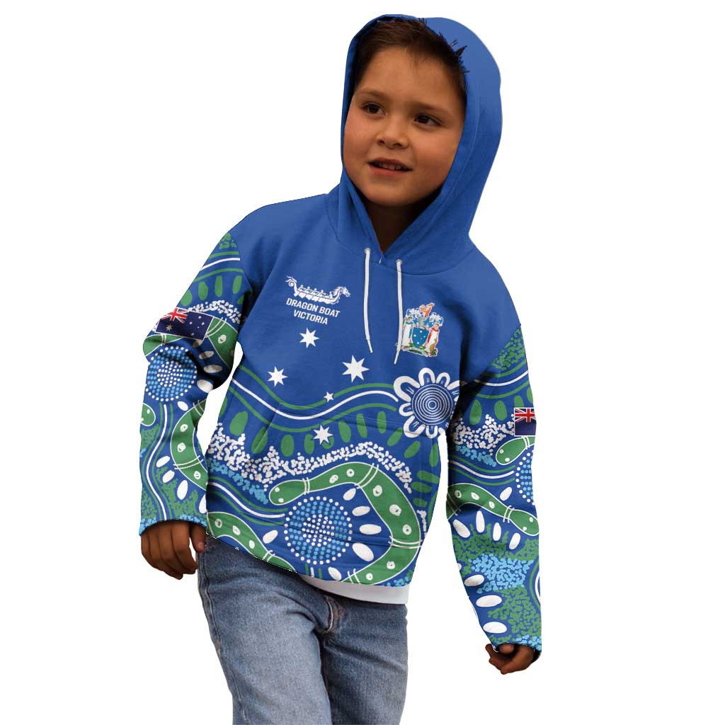 Personalised Australia Victoria Dragons Boat Kid Hoodie Aussie Aboriginal Dot Style