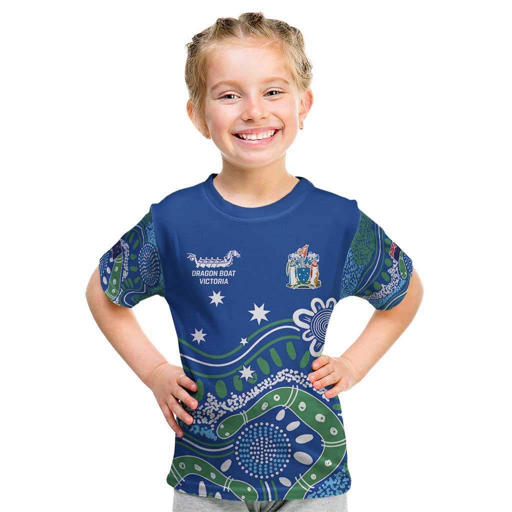 Personalised Australia Victoria Dragons Boat Kid T Shirt Aussie Aboriginal Dot Style