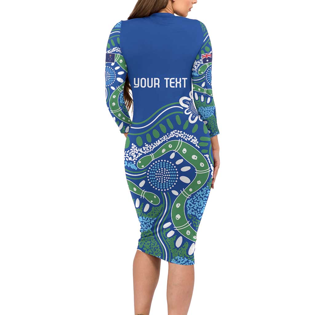 Personalised Australia Victoria Dragons Boat Long Sleeve Bodycon Dress Aussie Aboriginal Dot Style