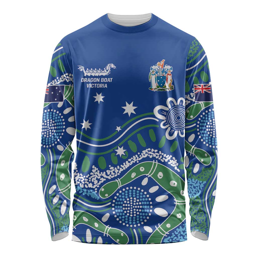 Personalised Australia Victoria Dragons Boat Long Sleeve Shirt Aussie Aboriginal Dot Style