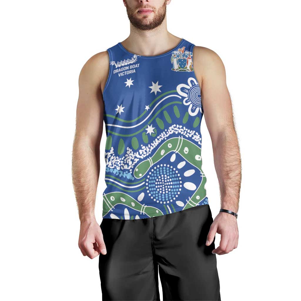 Personalised Australia Victoria Dragons Boat Men Tank Top Aussie Aboriginal Dot Style