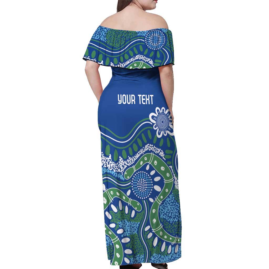 Personalised Australia Victoria Dragons Boat Off Shoulder Maxi Dress Aussie Aboriginal Dot Style