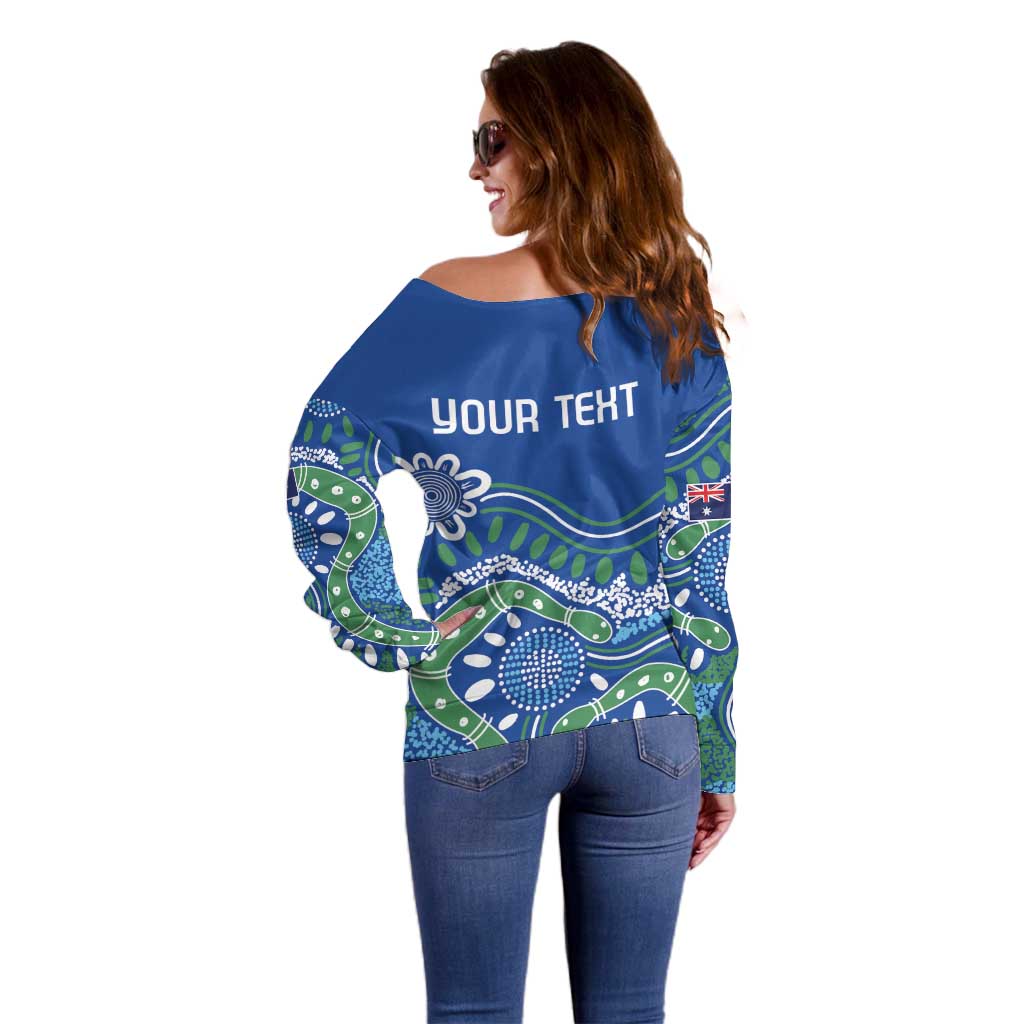 Personalised Australia Victoria Dragons Boat Off Shoulder Sweater Aussie Aboriginal Dot Style