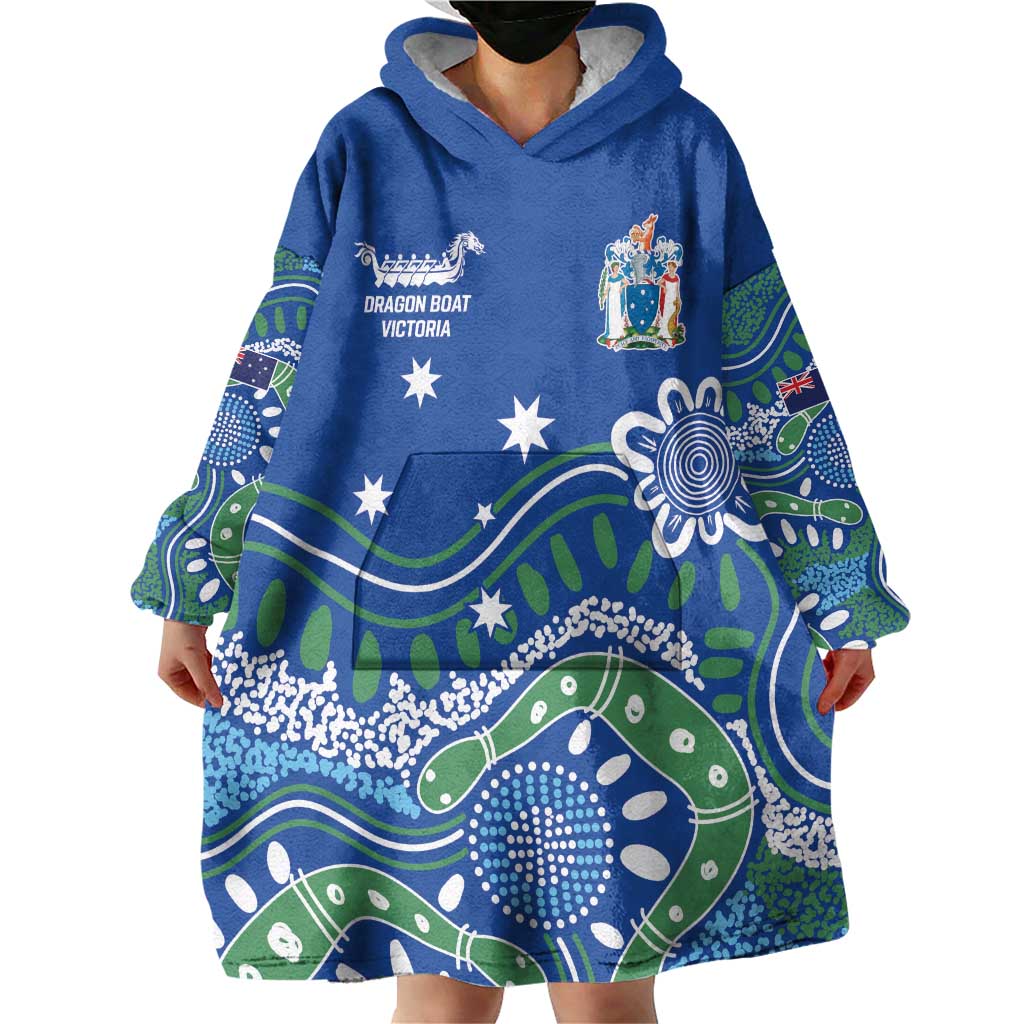 Personalised Australia Victoria Dragons Boat Wearable Blanket Hoodie Aussie Aboriginal Dot Style