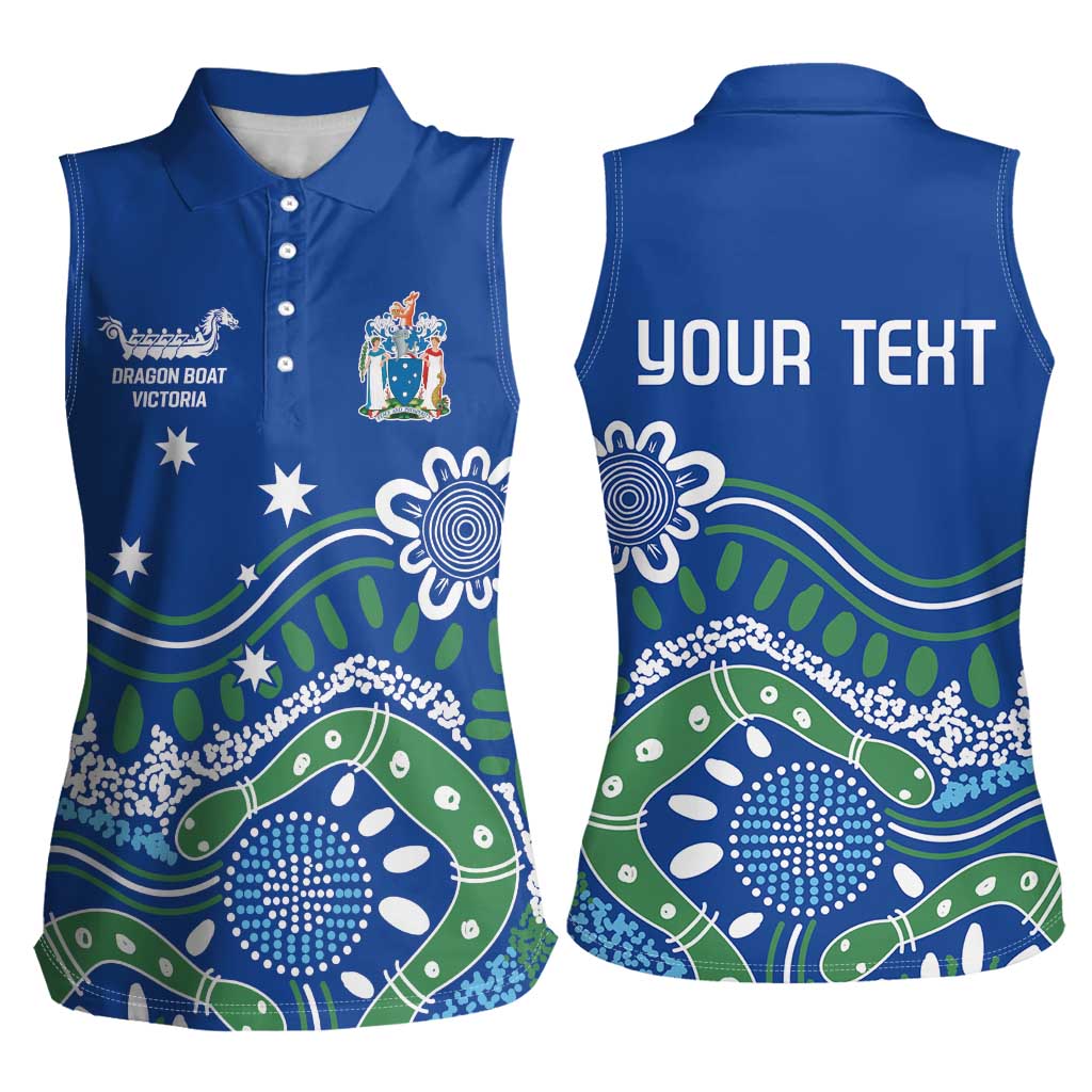 Personalised Australia Victoria Dragons Boat Women Sleeveless Polo Shirt Aussie Aboriginal Dot Style