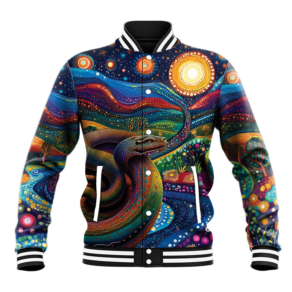 Aboriginal Dreamtime Rainbow Serpent Baseball Jacket