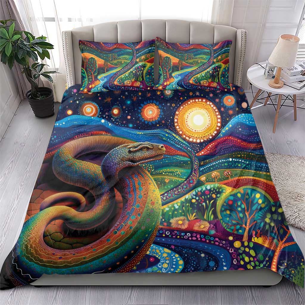 Aboriginal Dreamtime Rainbow Serpent Bedding Set