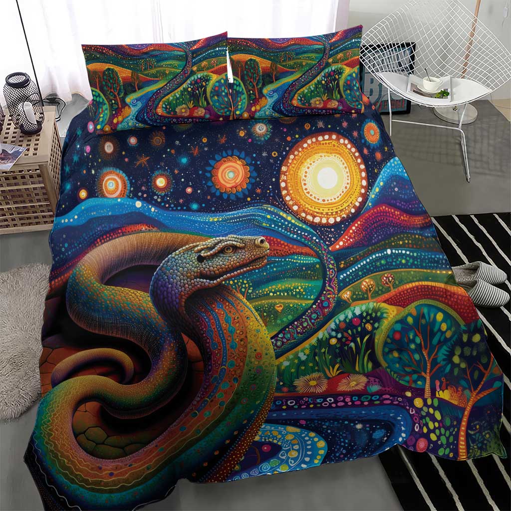 Aboriginal Dreamtime Rainbow Serpent Bedding Set