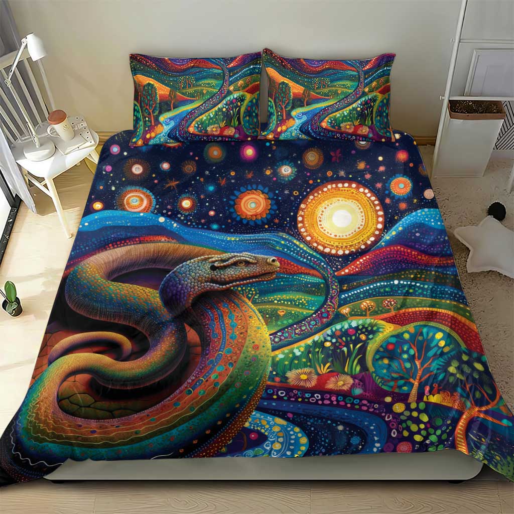 Aboriginal Dreamtime Rainbow Serpent Bedding Set