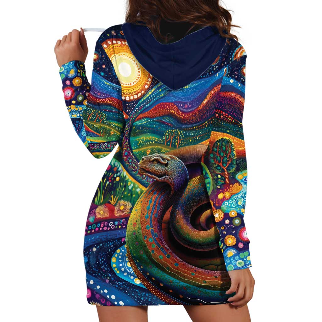 Aboriginal Dreamtime Rainbow Serpent Hoodie Dress