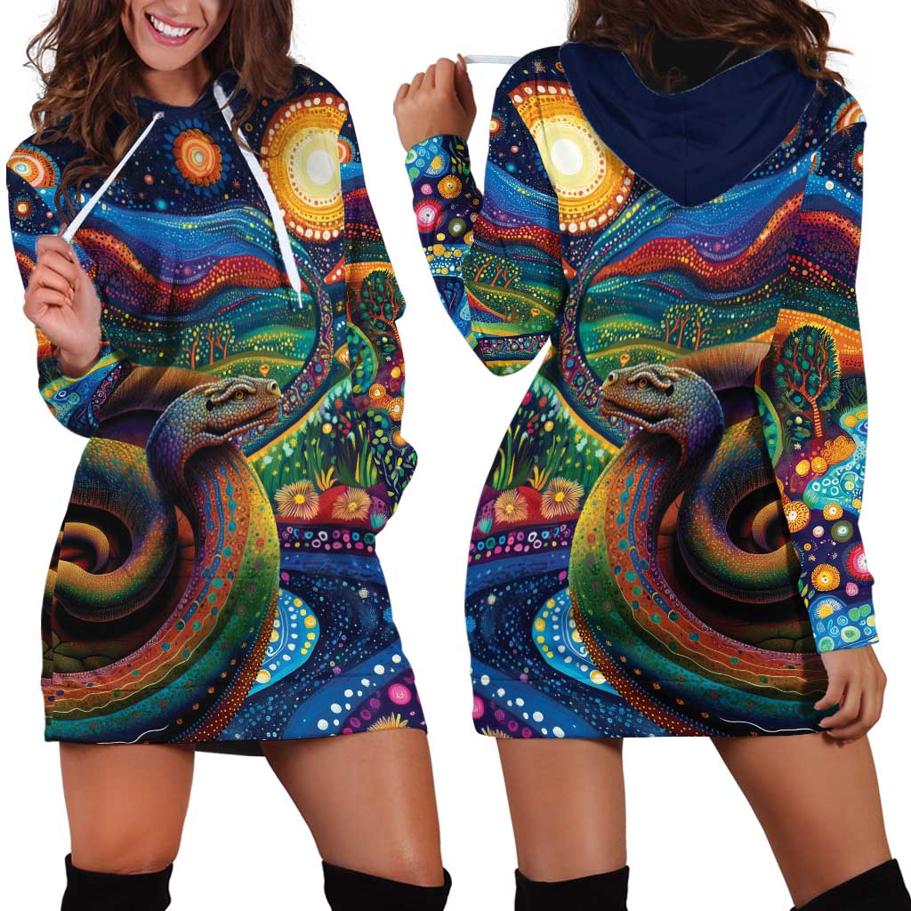 Aboriginal Dreamtime Rainbow Serpent Hoodie Dress