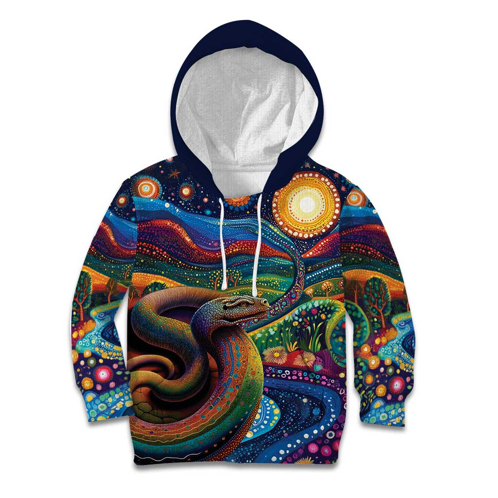 Aboriginal Dreamtime Rainbow Serpent Kid Hoodie