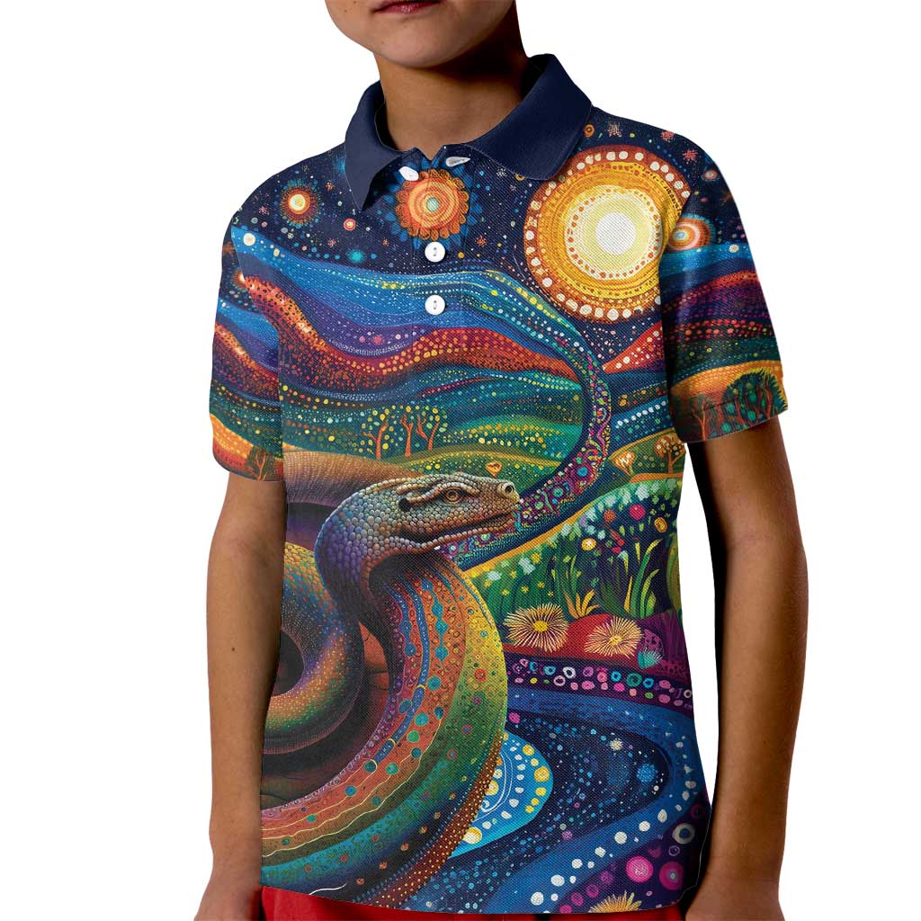 Aboriginal Dreamtime Rainbow Serpent Kid Polo Shirt