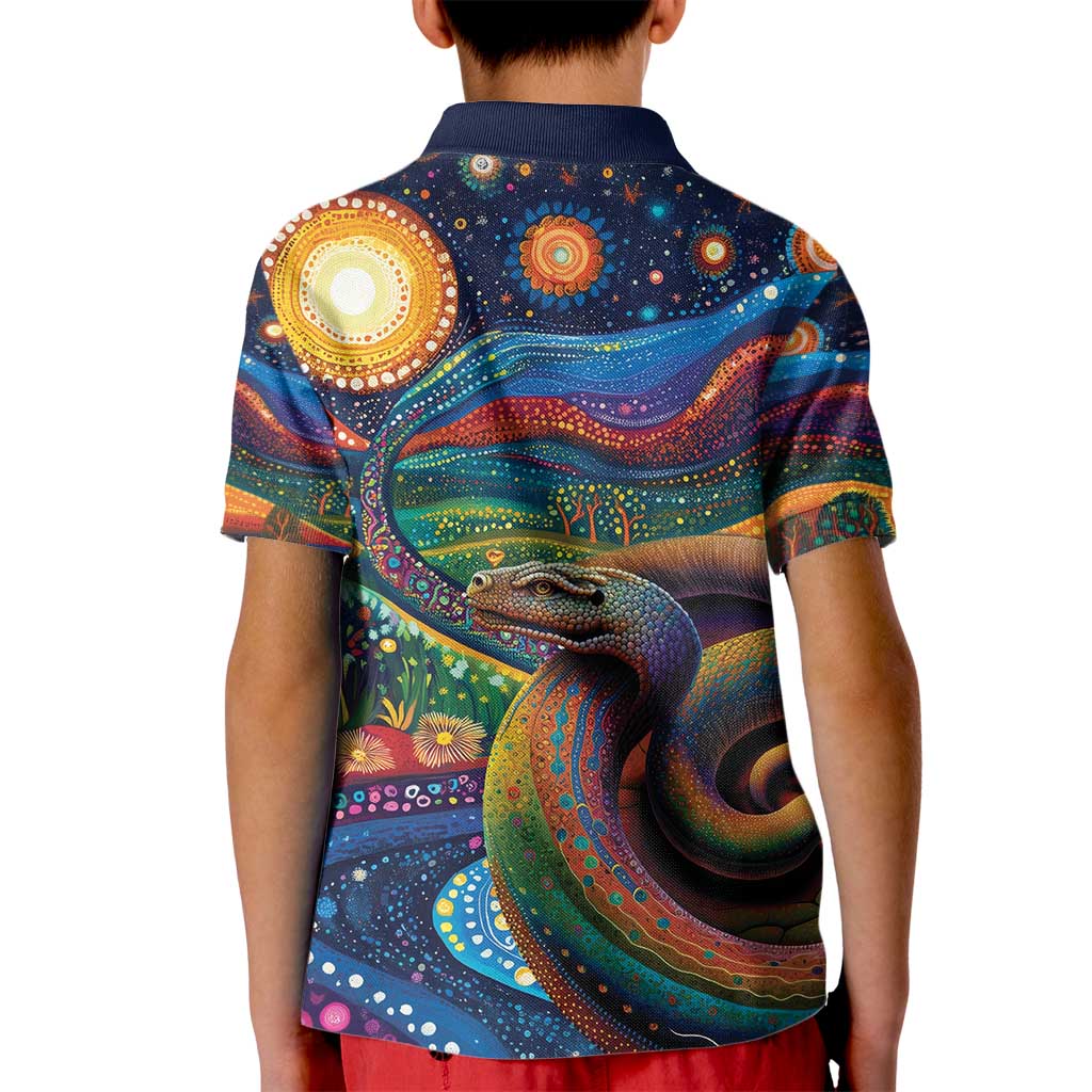 Aboriginal Dreamtime Rainbow Serpent Kid Polo Shirt