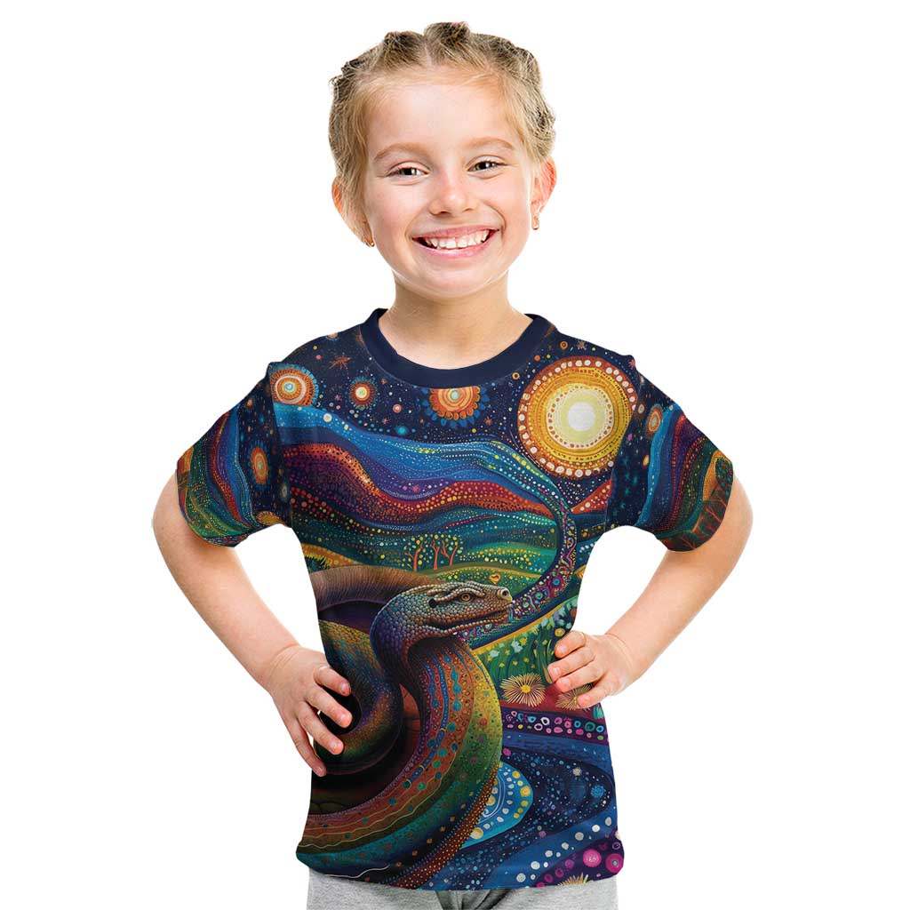 Aboriginal Dreamtime Rainbow Serpent Kid T Shirt