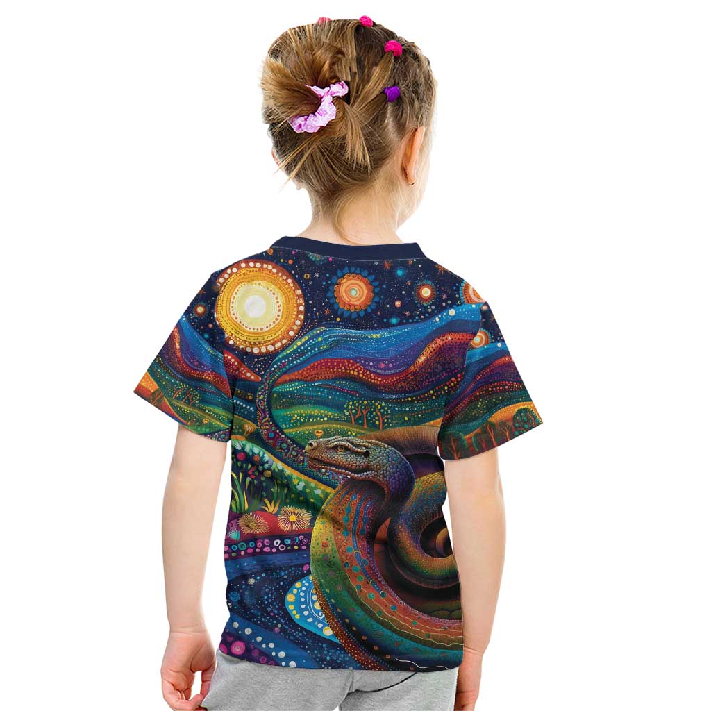 Aboriginal Dreamtime Rainbow Serpent Kid T Shirt