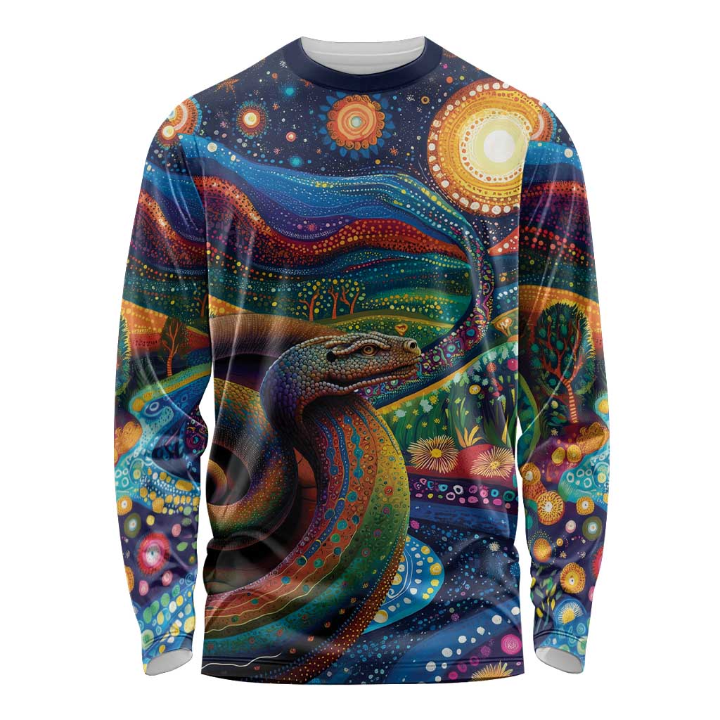 Aboriginal Dreamtime Rainbow Serpent Long Sleeve Shirt