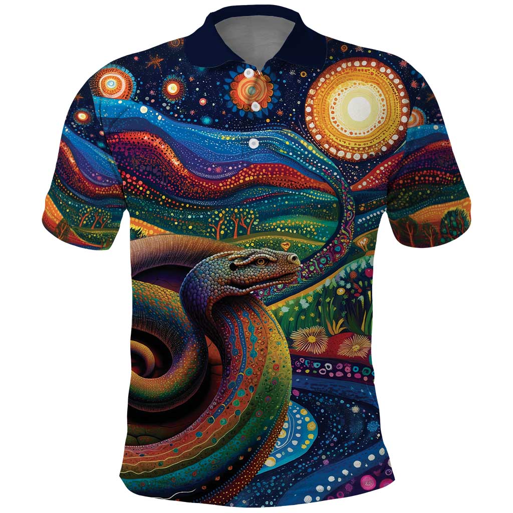 Aboriginal Dreamtime Rainbow Serpent Polo Shirt