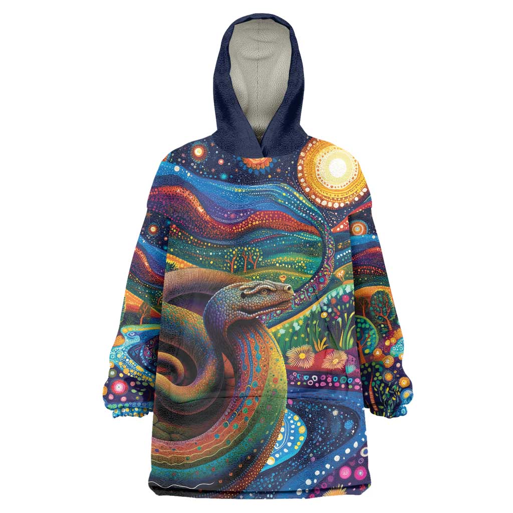 Aboriginal Dreamtime Rainbow Serpent Wearable Blanket Hoodie