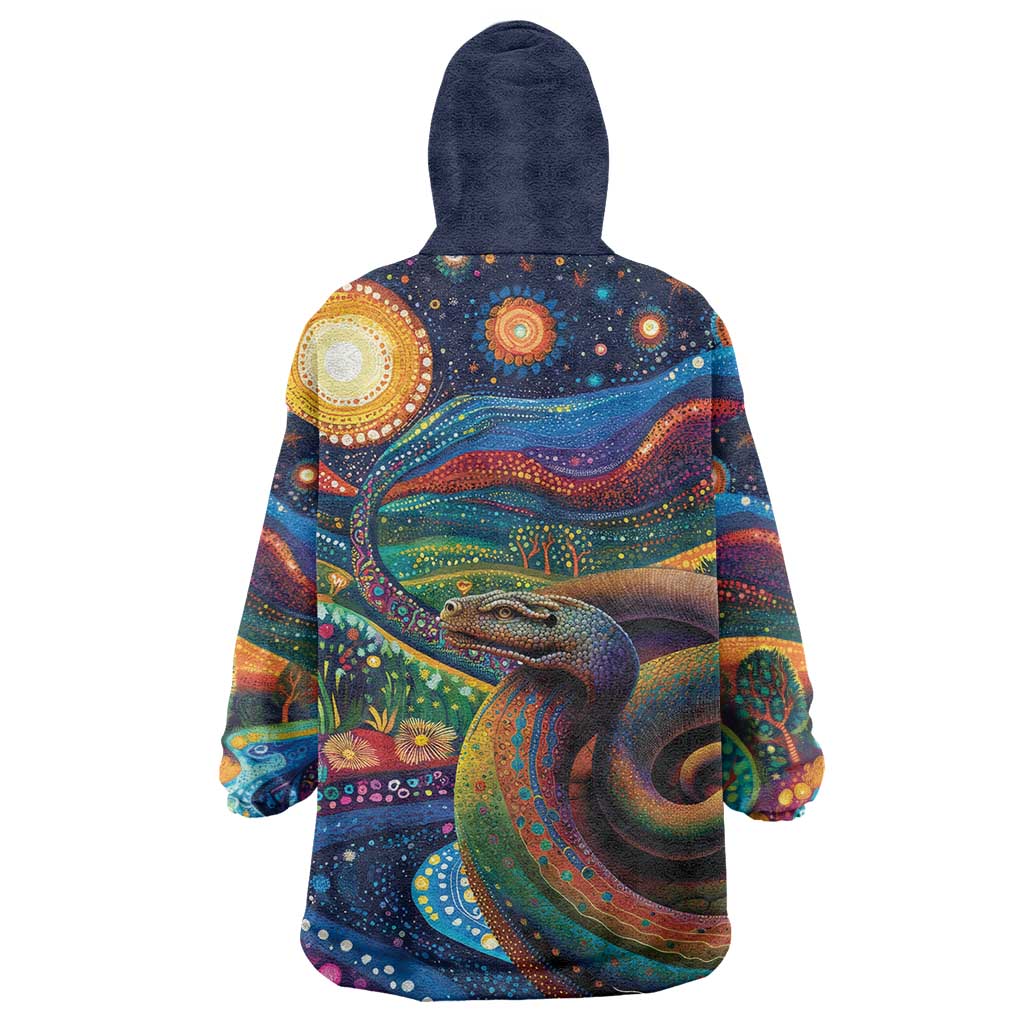 Aboriginal Dreamtime Rainbow Serpent Wearable Blanket Hoodie