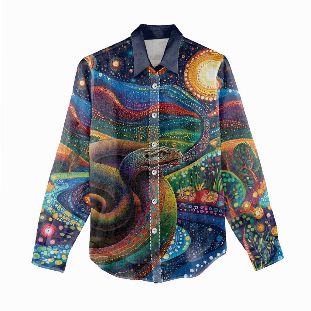 Aboriginal Dreamtime Rainbow Serpent Women Casual Shirt