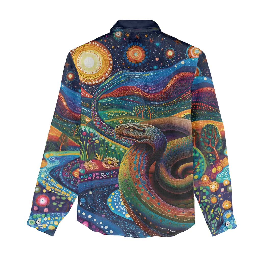 Aboriginal Dreamtime Rainbow Serpent Women Casual Shirt