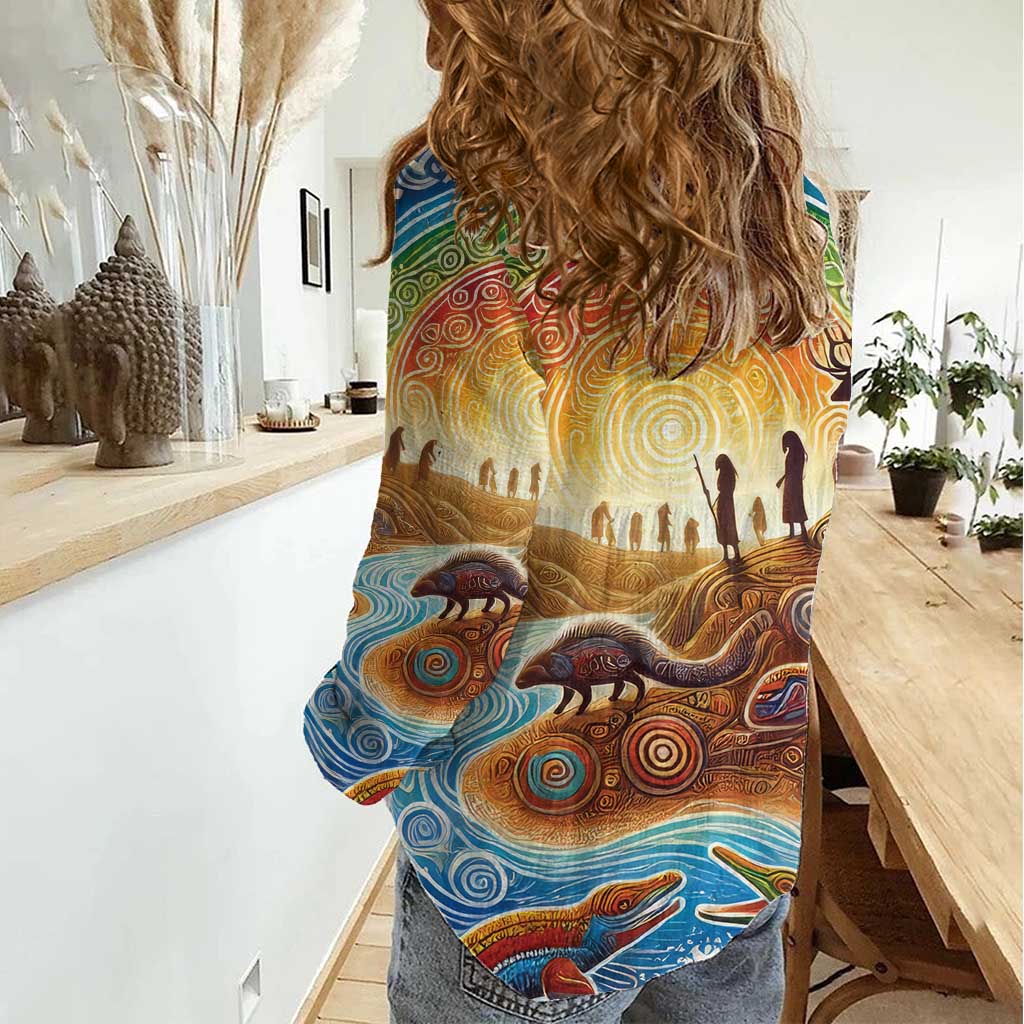 Aboriginal Dreamtime Animals Stories Women Casual Shirt