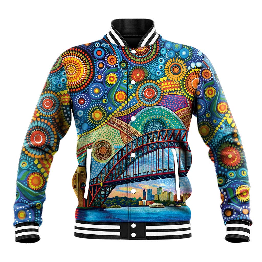 Australian Sydney Harbour Bridge Baseball Jacket Aboriginal Dot Art