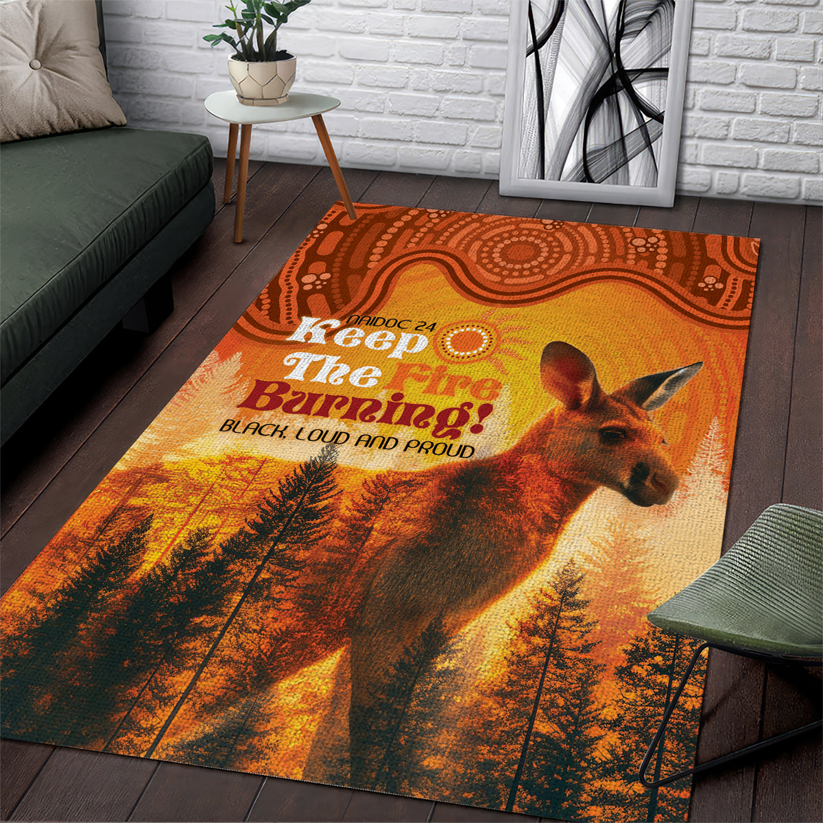 Australian Kangaroo Forests NAIDOC 2024 Area Rug Aboriginal Art Style