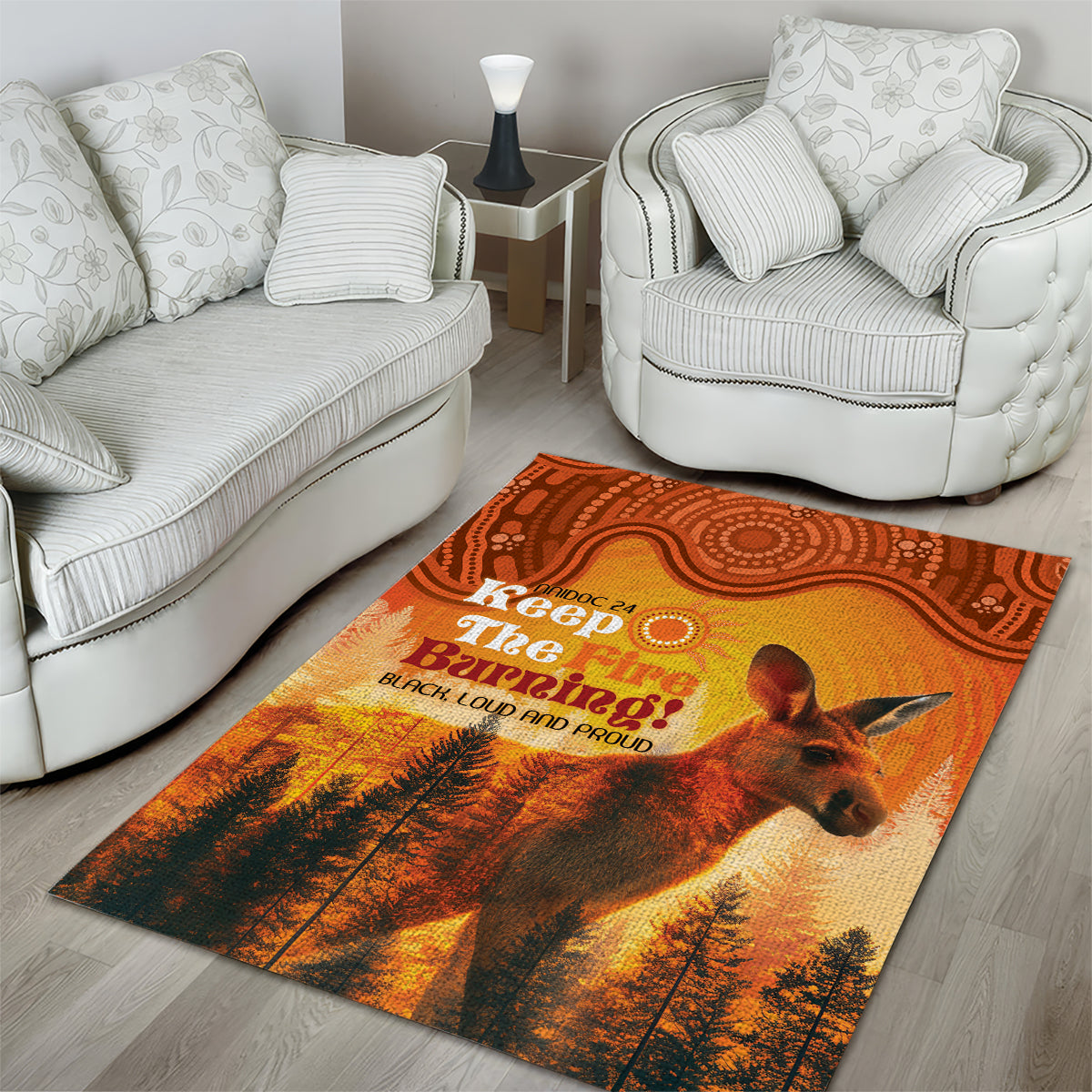 Australian Kangaroo Forests NAIDOC 2024 Area Rug Aboriginal Art Style