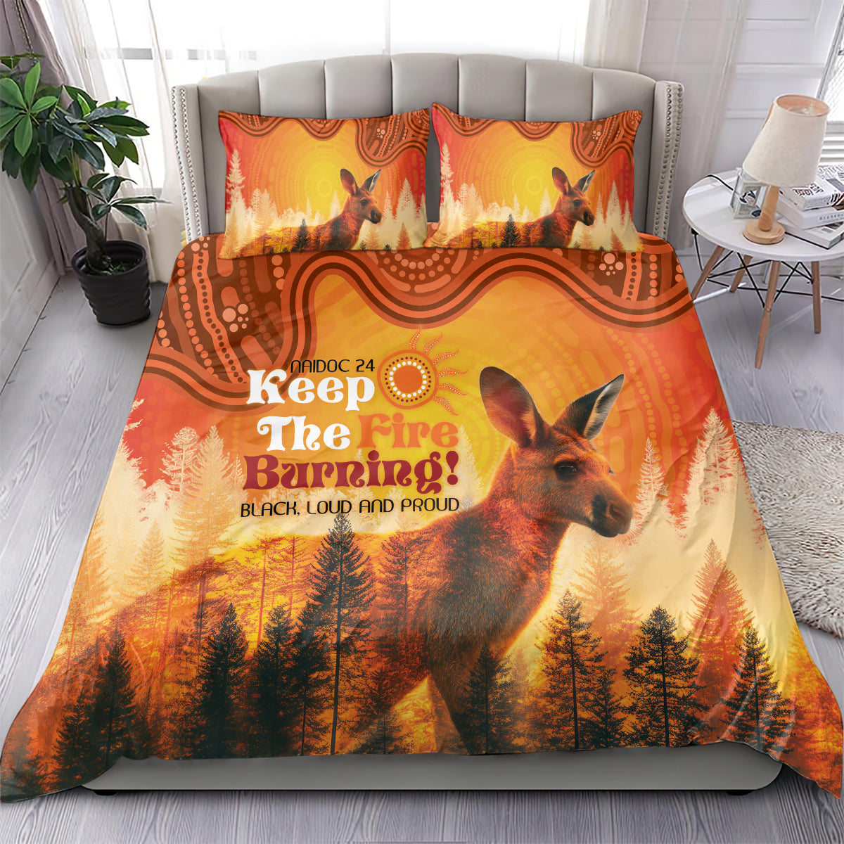 Australian Kangaroo Forests NAIDOC 2024 Bedding Set Aboriginal Art Style