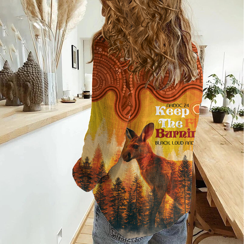 Australian Kangaroo Forests NAIDOC 2024 Women Casual Shirt Aboriginal Art Style